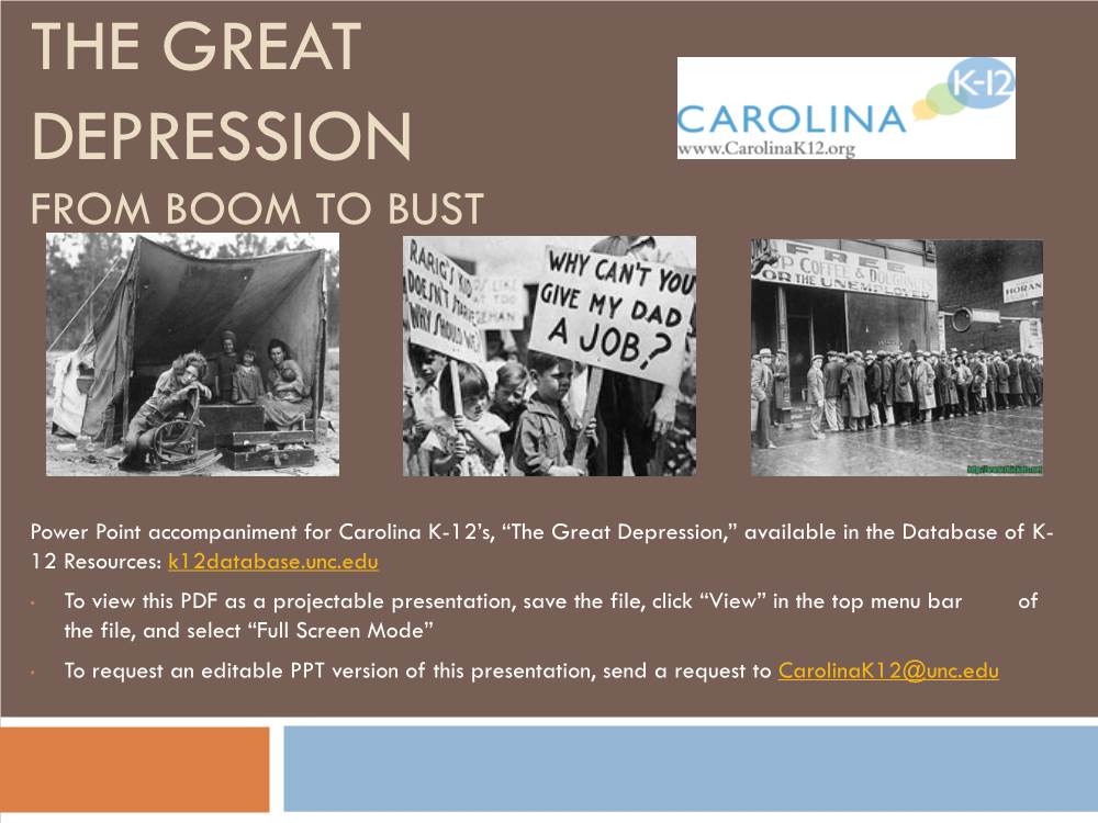 The Great Depression from Boom to Bust