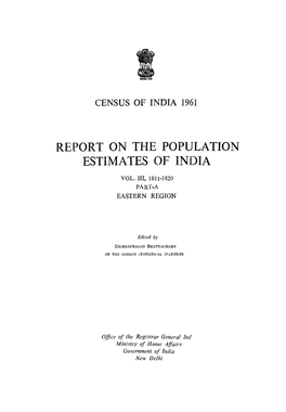 Reprot on the Population Estimates of India, Part