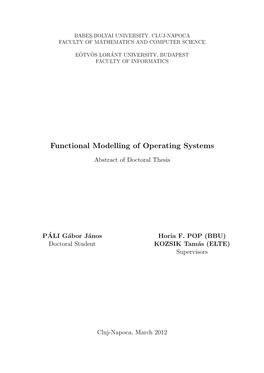 Functional Modelling of Operating Systems