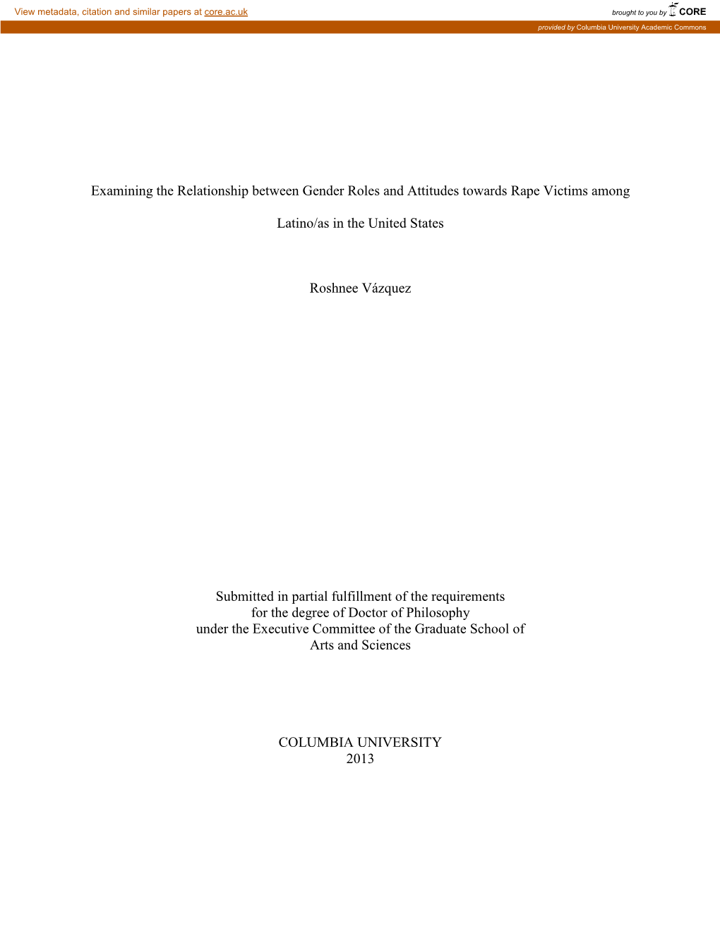 Examining the Relationship Between Gender Roles and Attitudes Towards Rape Victims Among