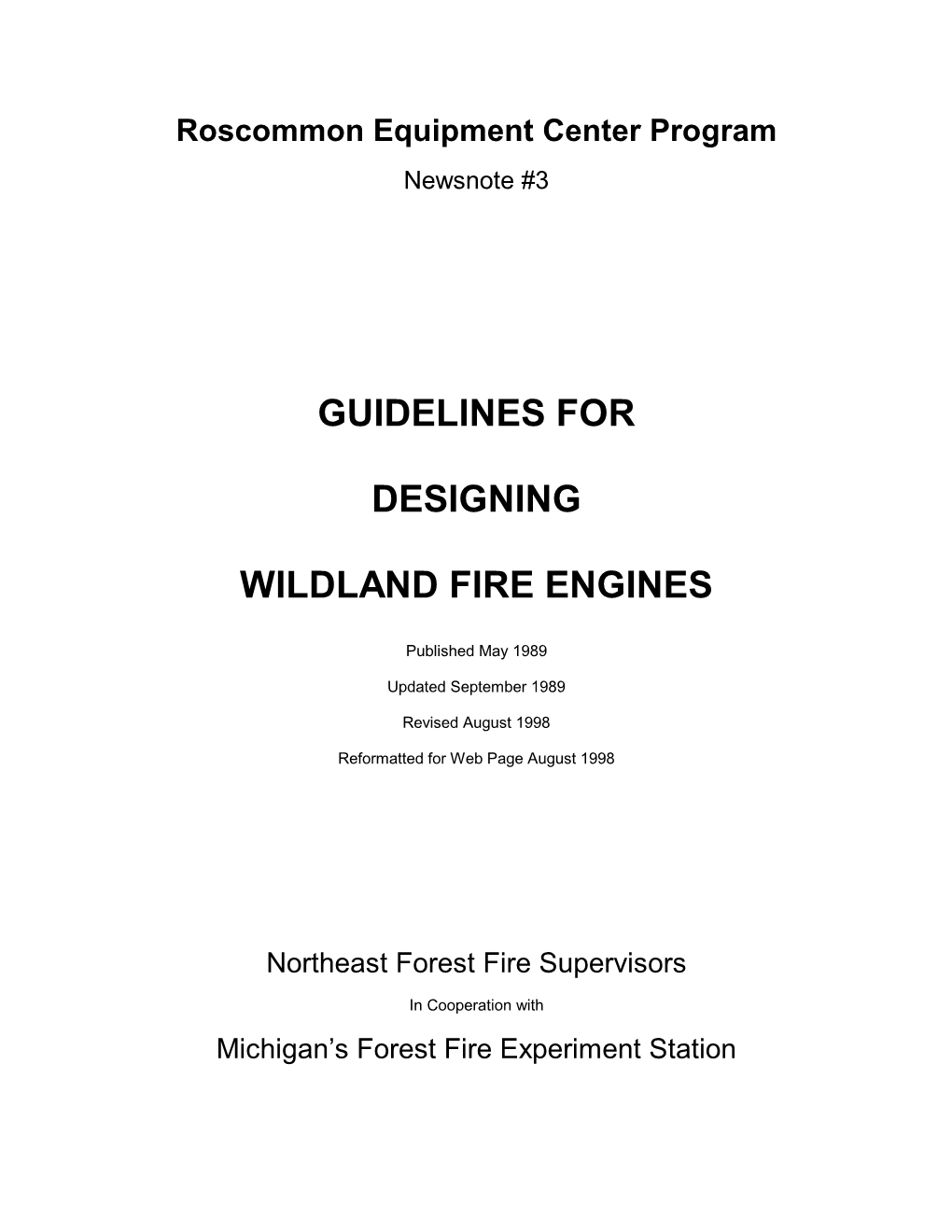 Guidelines for Designing Wildland Fire Engines