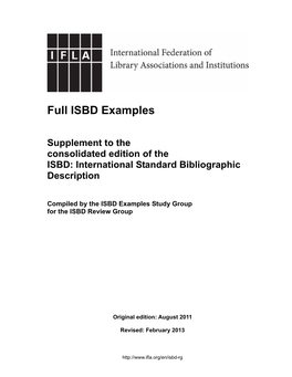 Full ISBD Examples