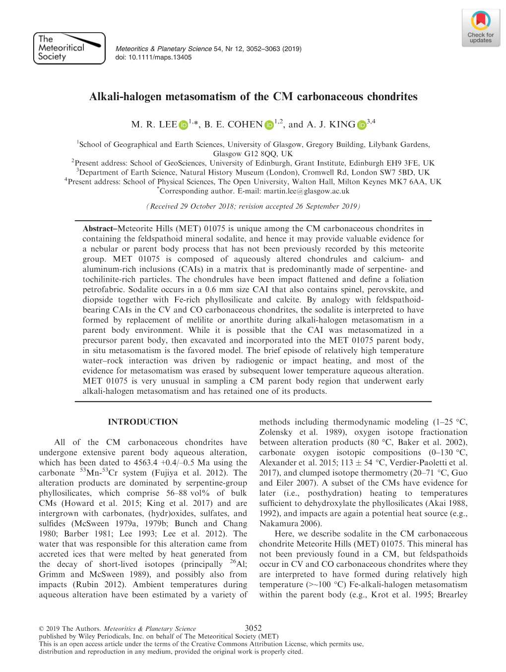Alkali‐Halogen Metasomatism of the CM Carbonaceous Chondrites
