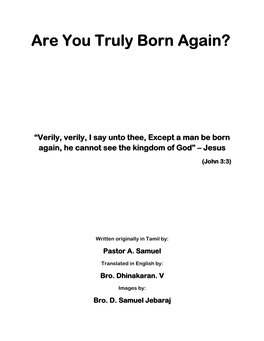 Are You Truly Born Again?