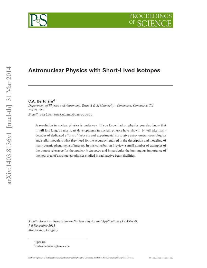 Astronuclear Physics with Short-Lived Isotopes C.A