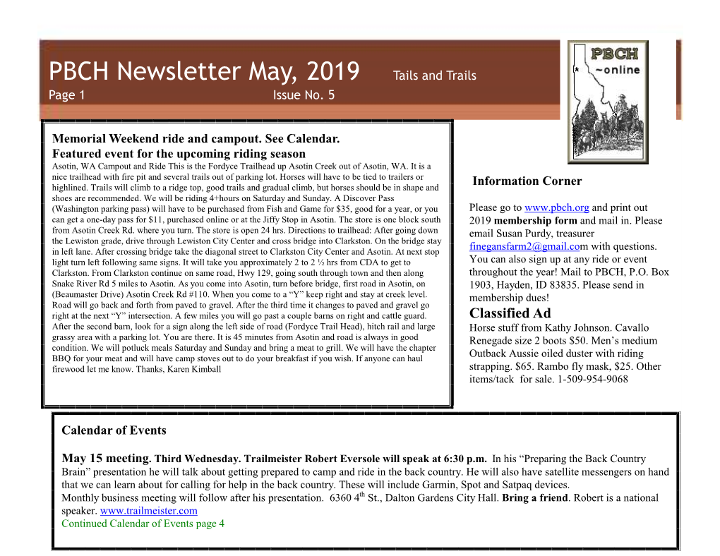May 2019 Newsletter PBCH.Wps