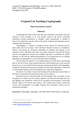 Cryptool 2 in Teaching Cryptography