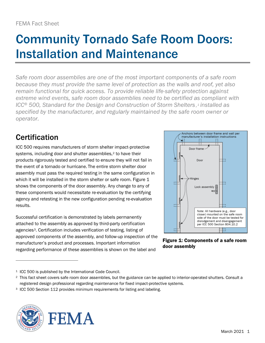 Community Tornado Safe Room Doors: Installation and Maintenance