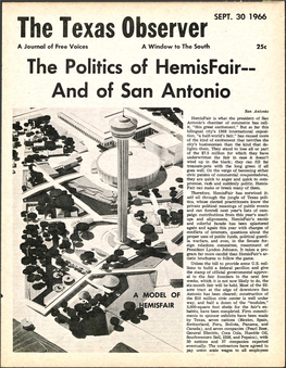 The Texas Observer SEPT. 30 1966