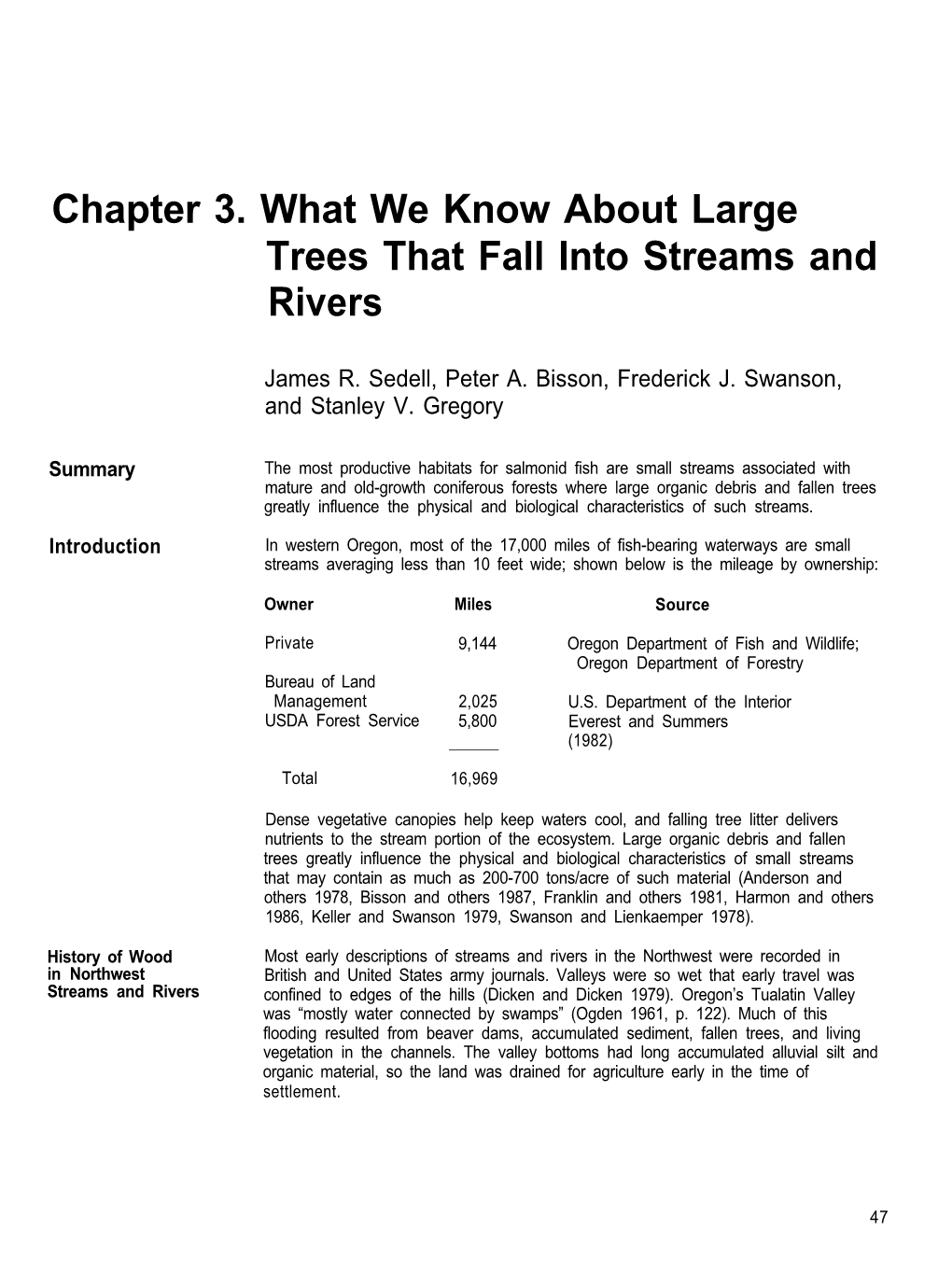 Chapter 3. What We Know About Large Trees That Fall Into Streams and Rivers