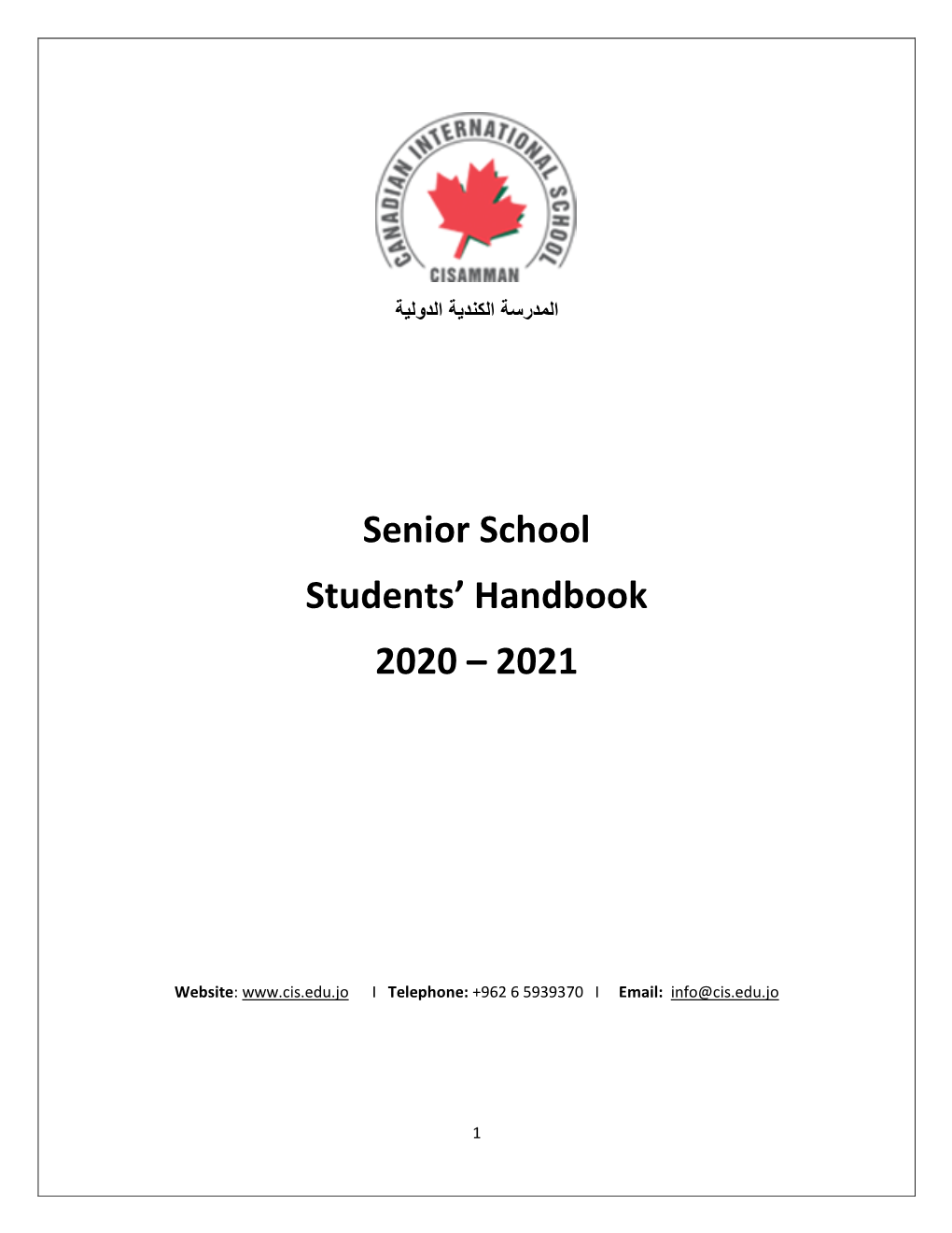 Senior School Students' Handbook 2020 – 2021