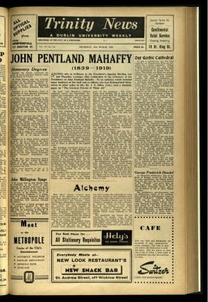 JOHN PENTLAND MAHAFFY at Last a Satisfactory Use Has Been Found for Our Examination Hall--As Sub- Stitute for a Gothic Cathedral
