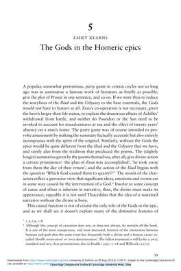 The Gods in the Homeric Epics