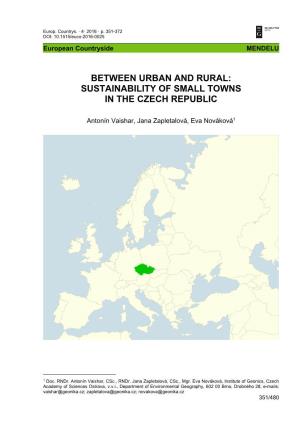Sustainability of Small Towns in the Czech Republic