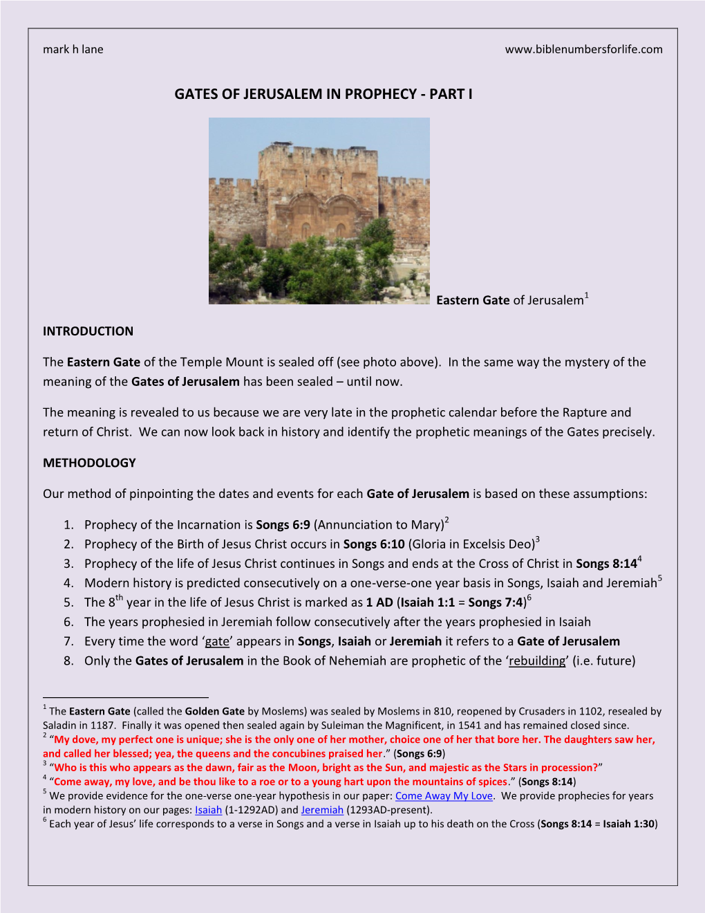 Gates of Jerusalem in Prophecy - Part I