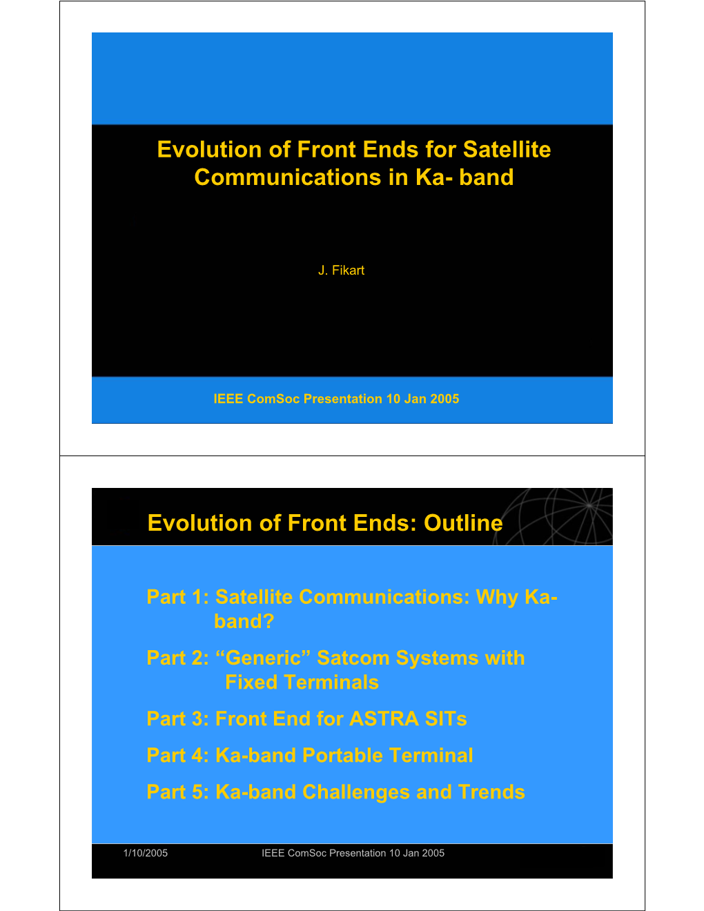 Evolution of Front Ends for Satellite Communications in Ka- Band