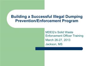 Components of a Successful Illegal Dumping Prevention/Enforcement