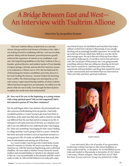 A Bridge Between East and West— an Interview with Tsultrim Allione