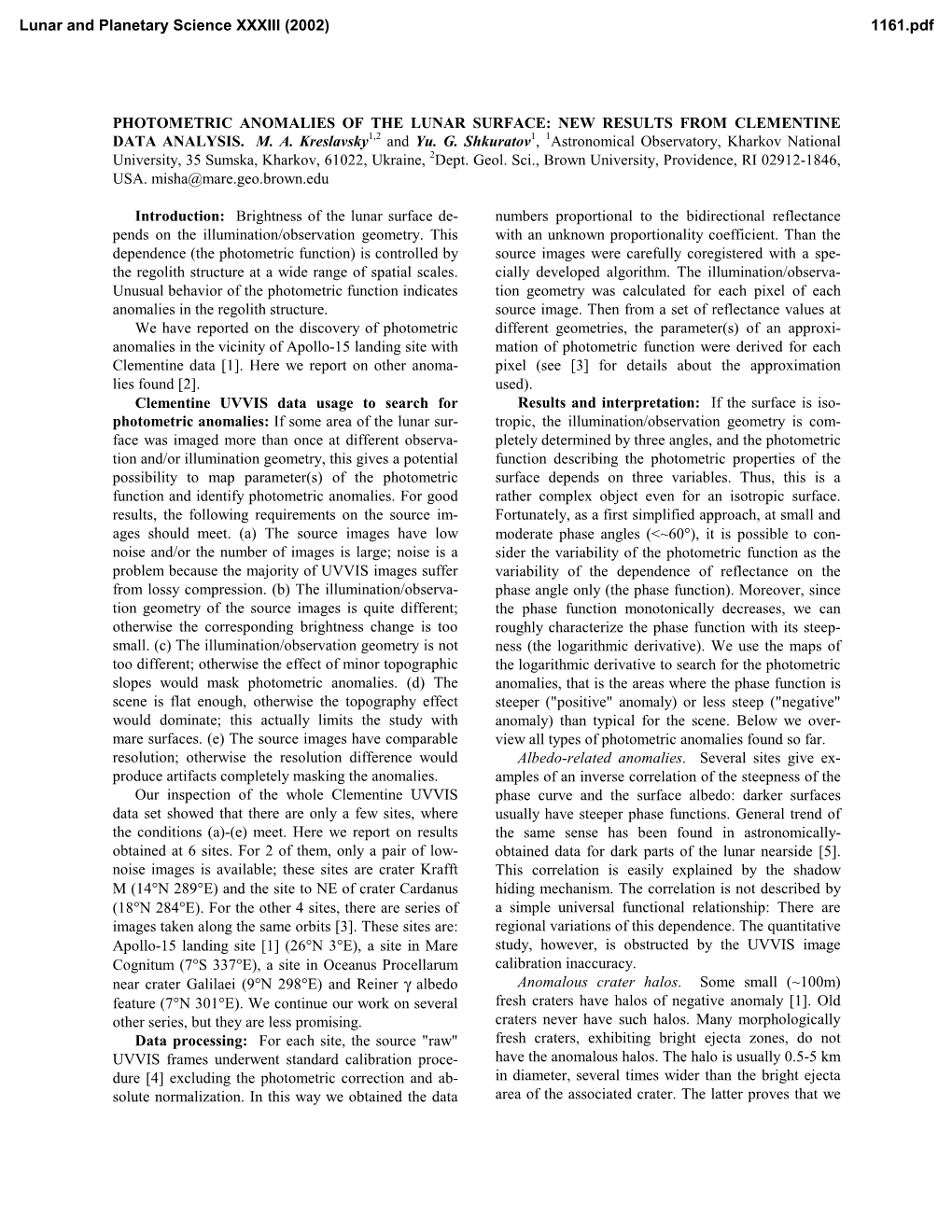 Photometric Anomalies of the Lunar Surface: New Results from Clementine Data Analysis