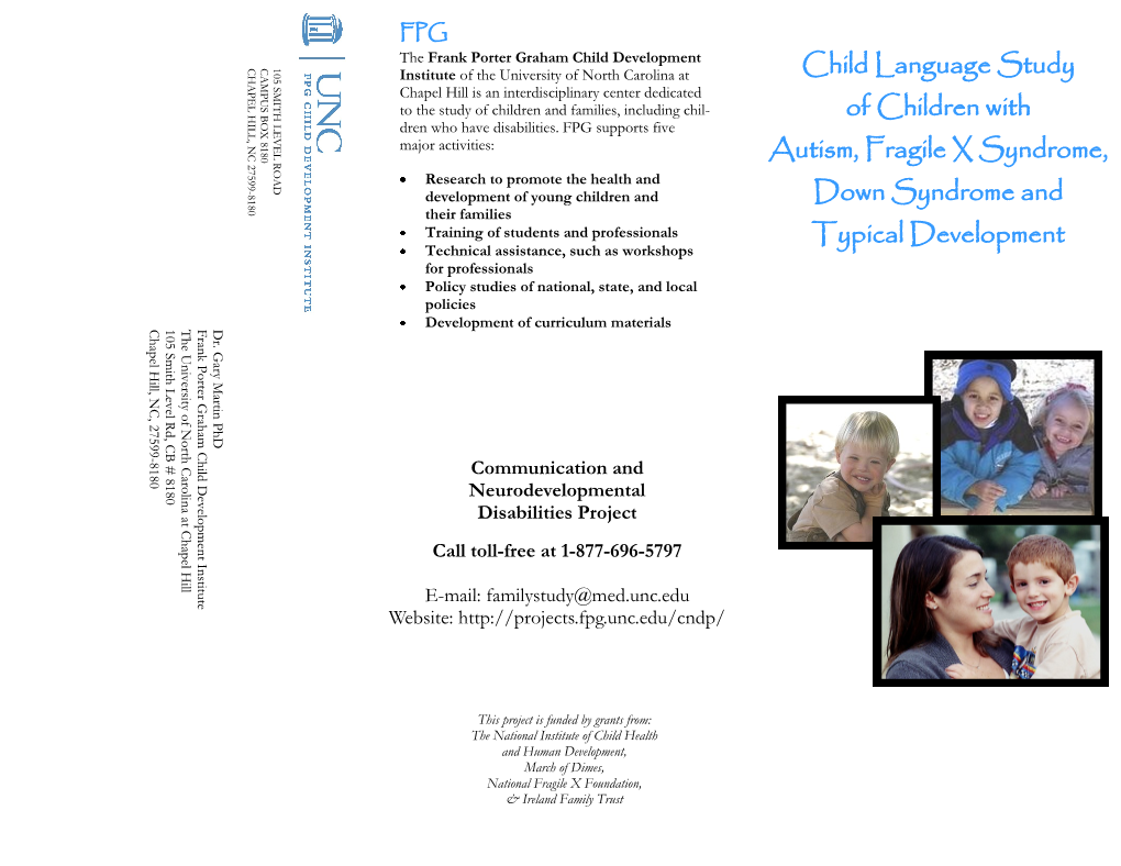 Child Language Study of Children with Autism, Fragile X Syndrome