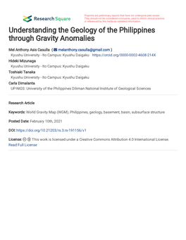 Understanding the Geology of the Philippines Through Gravity Anomalies