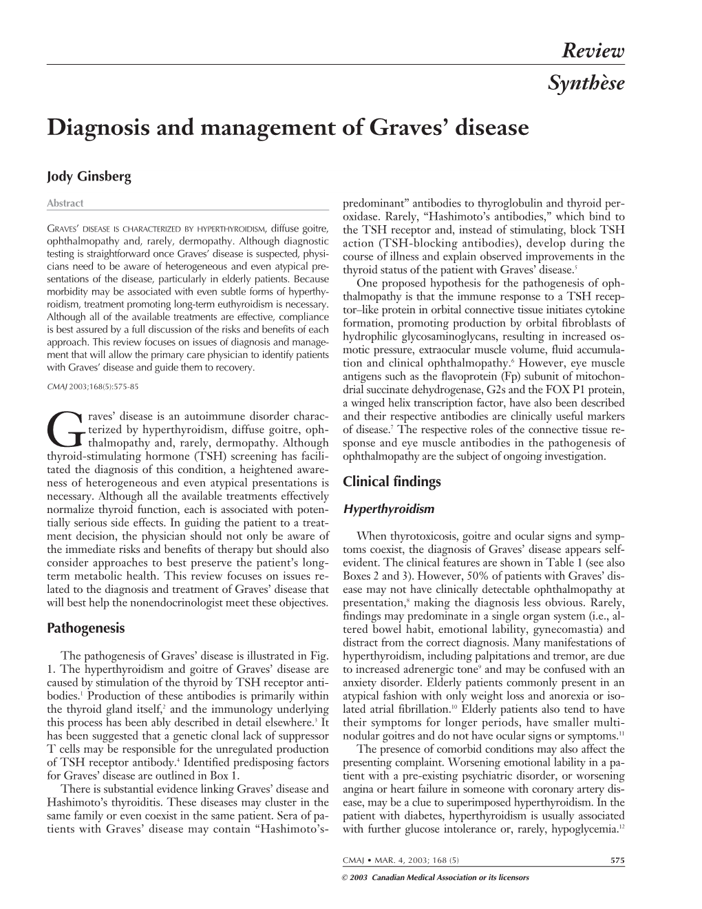 Diagnosis and Management of Graves' Disease