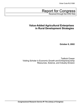 Value-Added Agricultural Enterprises in Rural Development Strategies