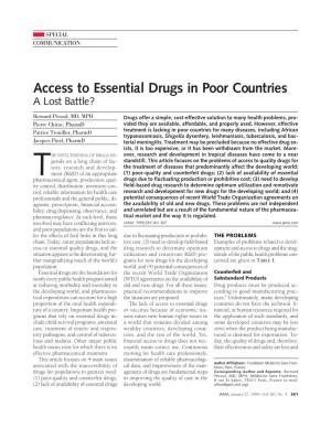 Access to Essential Drugs in Poor Countries a Lost Battle?