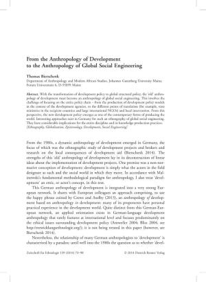 From the Anthropology of Development to the Anthropology Of