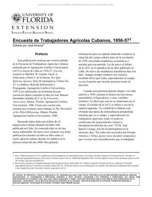 Encuesta De Trabajadores Agrícolas Cubanos, 1956-571 Editado Por José Alvarez2