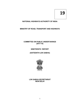 National Highways Authority of India Ministry of Road