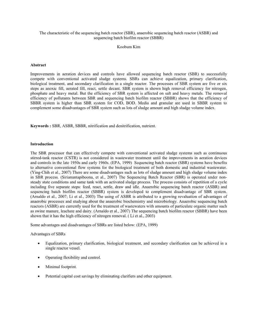 SBR), Anaerobic Sequencing Batch Reactor (ASBR) and Sequencing Batch ...