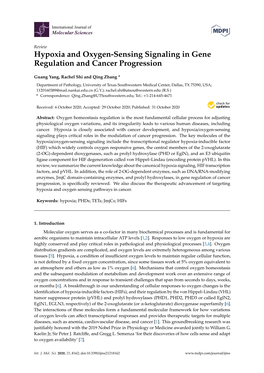 Hypoxia and Oxygen-Sensing Signaling in Gene Regulation and Cancer Progression