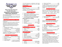 Piper Cherokee Warrior PA-28-151 & 161 EMERGENCY PROCEDURES