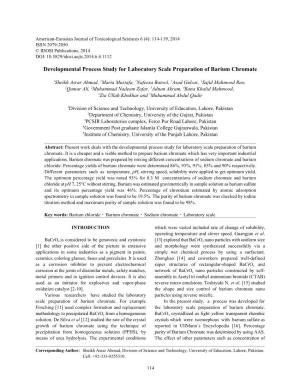 Developmental Process Study for Laboratory Scale Preparation of Barium Chromate