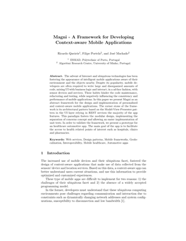 A Framework for Developing Context-Aware Mobile Applications