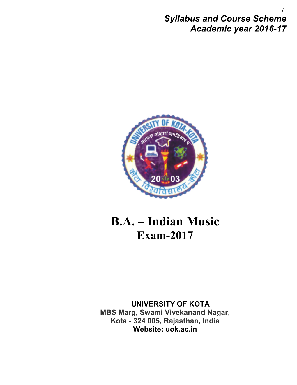 BA – Indian Music