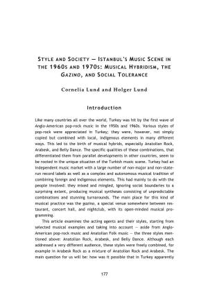 Style and Society — Istanbul's Music Scene in the 1960S and 1970S: Musical Hybridism, the Gazino, and Social Tolerance