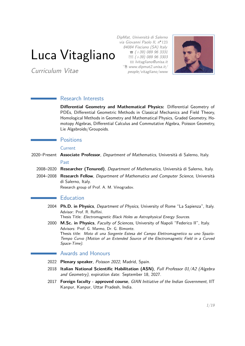 Luca Vitagliano – Curriculum Vitae