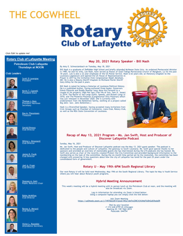 May 20, 2021 Rotary Speaker - Bill Nash