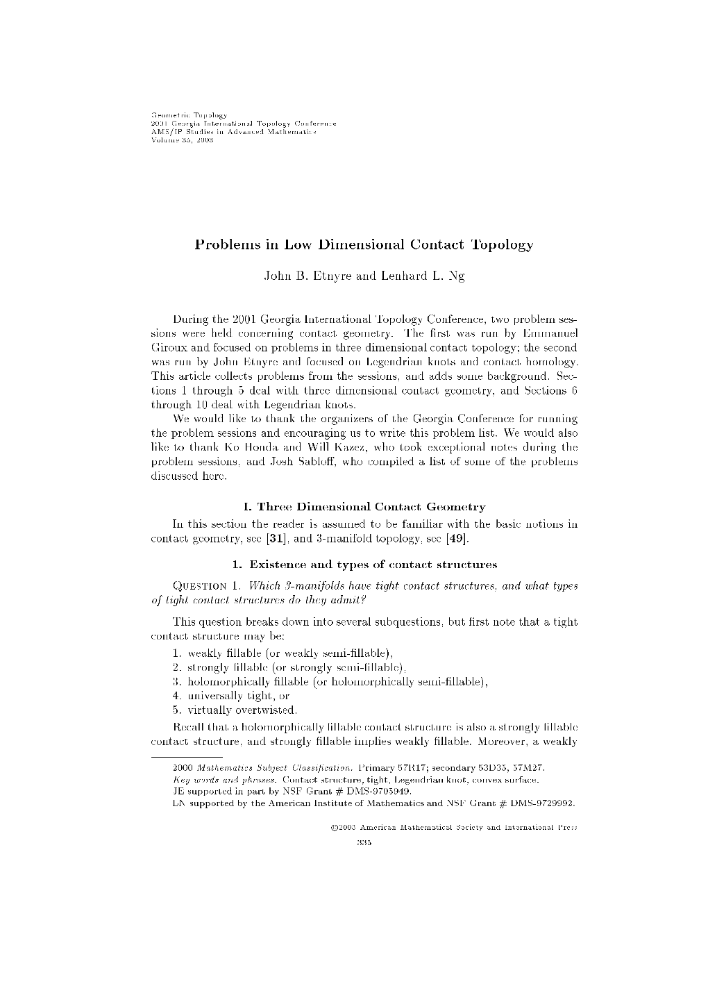 Problems in Low Dimensional Contact Topology