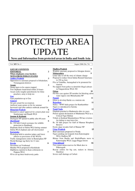 PROTECTED AREA UPDATE News and Information from Protected Areas in India and South Asia