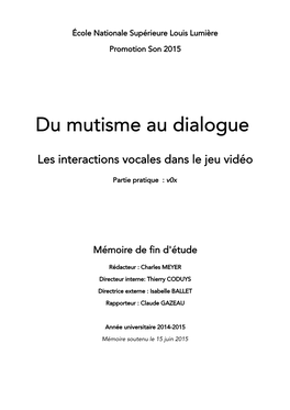 Du Mutisme Au Dialogue