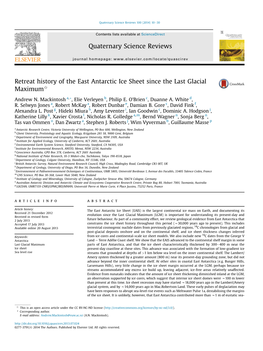 Retreat History of the East Antarctic Ice Sheet Since the Last Glacial Maximumq