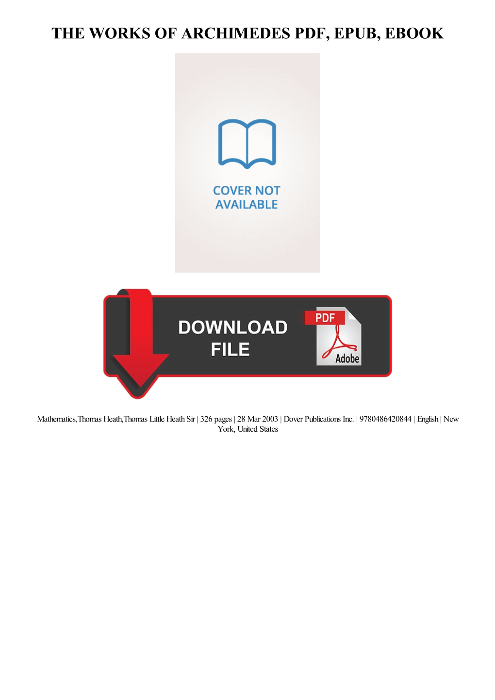 PDF Download the Works of Archimedes Ebook