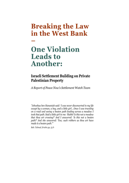 Building Settlements on Private Palestinian Property