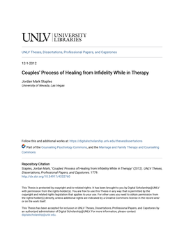 Couples' Process of Healing from Infidelity While in Therapy