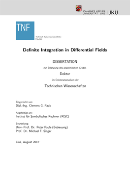 Definite Integration in Differential Fields