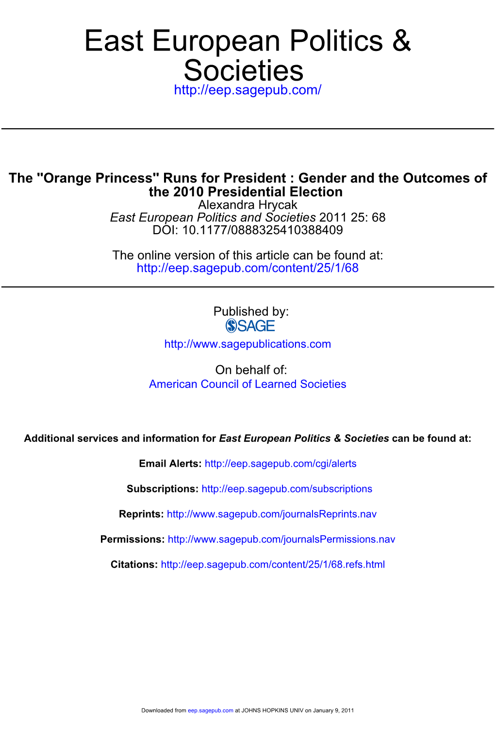 'Orange Princess' Runs for President: Gender and The