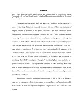 ABSTRACT YAN YAN, Characterization, Pathogenicity And